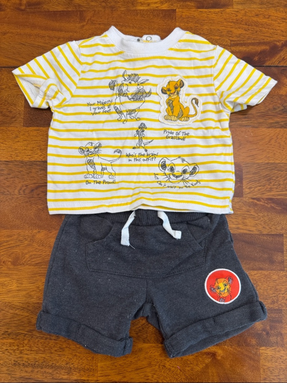Disney Yellow White Striped Lion King Kids Matching Set